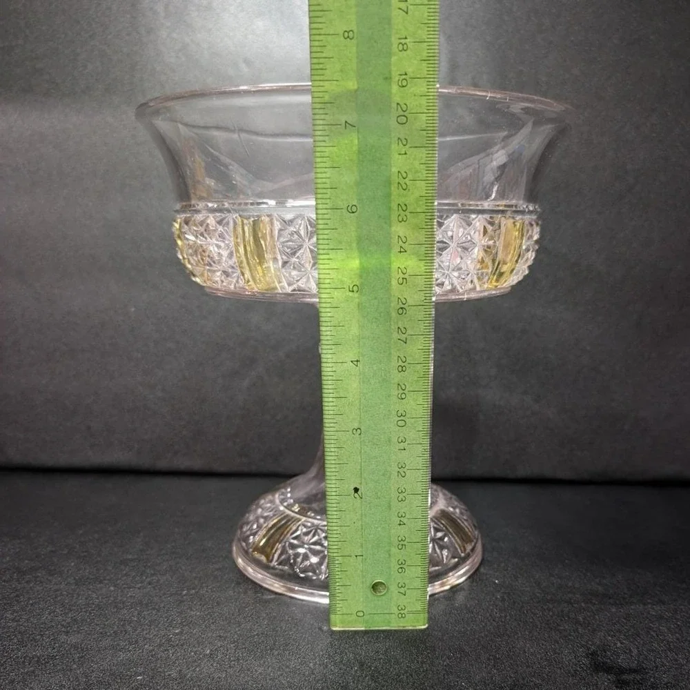 EAPG Yellow Paneled Compote, Antique Footed Serving Dish Replacement Centerpiece